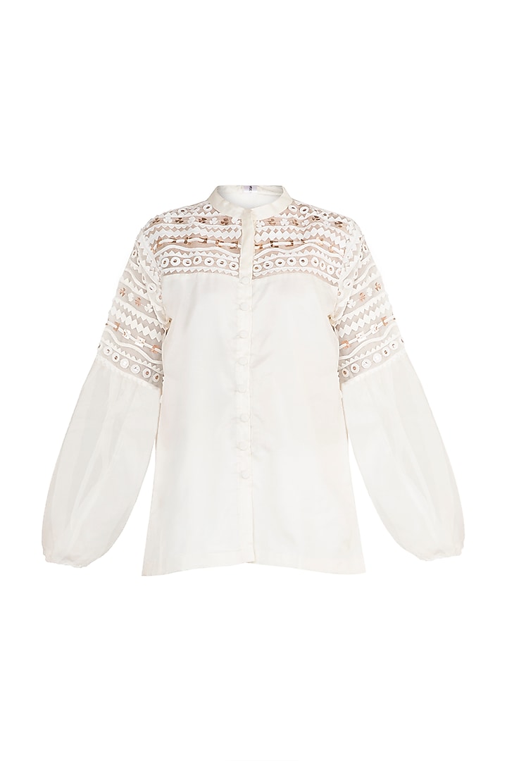 Off White Embellished Shirt Design by Vidhi Wadhwani at Pernia's Pop Up ...