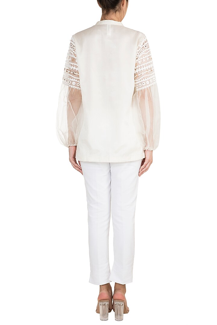 Off White Embellished Shirt by Vidhi Wadhwani at Pernia's Pop Up Shop