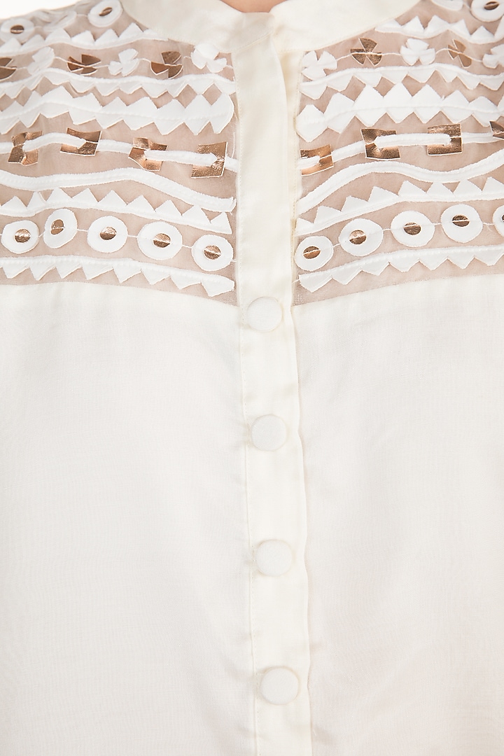 Off White Embellished Shirt by Vidhi Wadhwani at Pernia's Pop Up Shop