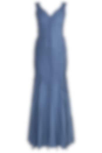 Cobalt Blue Applique Mermaid Gown by Vidhi Wadhwani