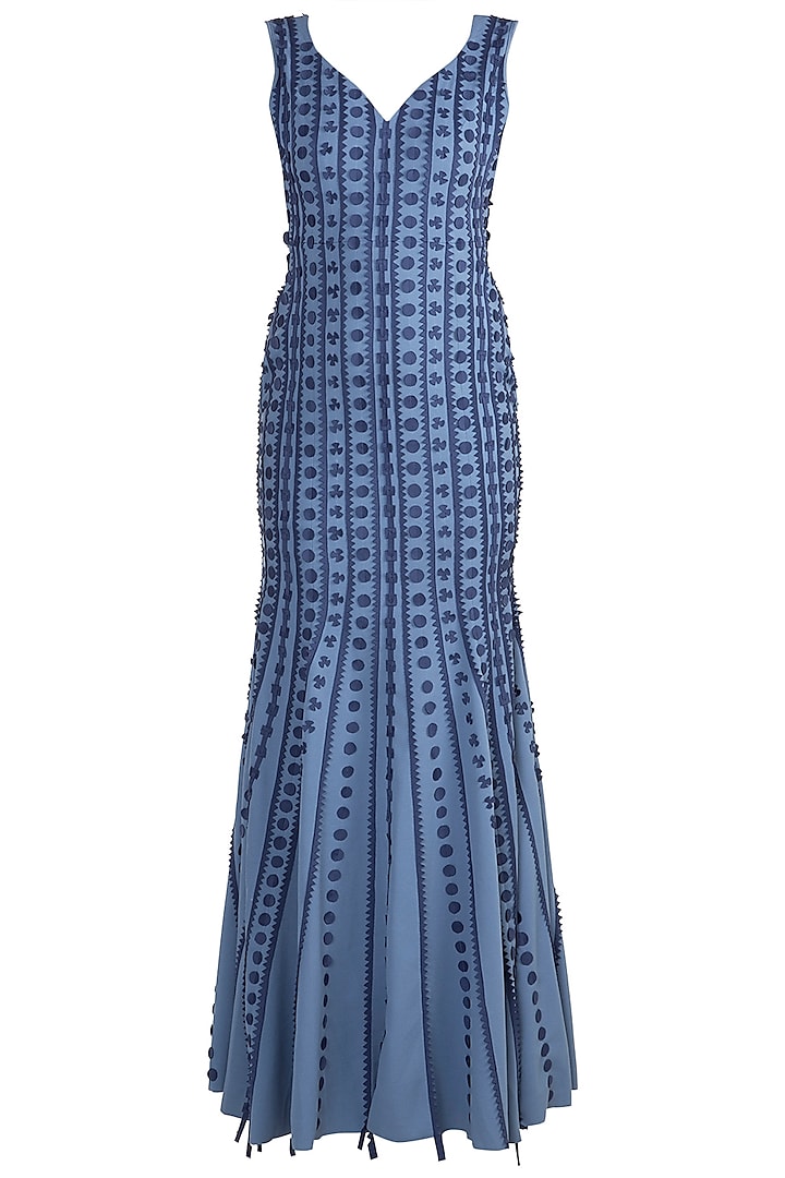 Cobalt Blue Applique Mermaid Gown Design by Vidhi Wadhwani at Pernia's ...