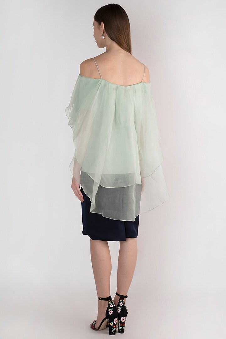 Pale Mint Off Shoulder Cape Top by Vito Dell’Erba at Pernia's Pop Up Shop