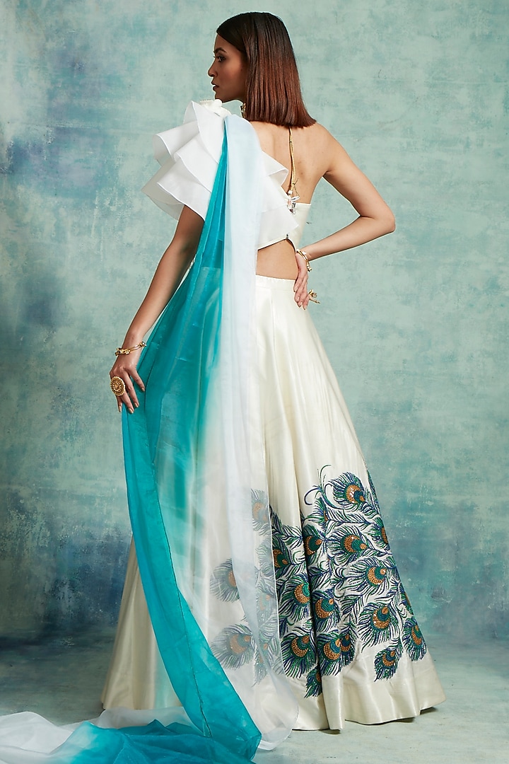 Ivory White Embroidered Wedding Lehenga Set by Vedika Soni at Pernia's Pop Up Shop