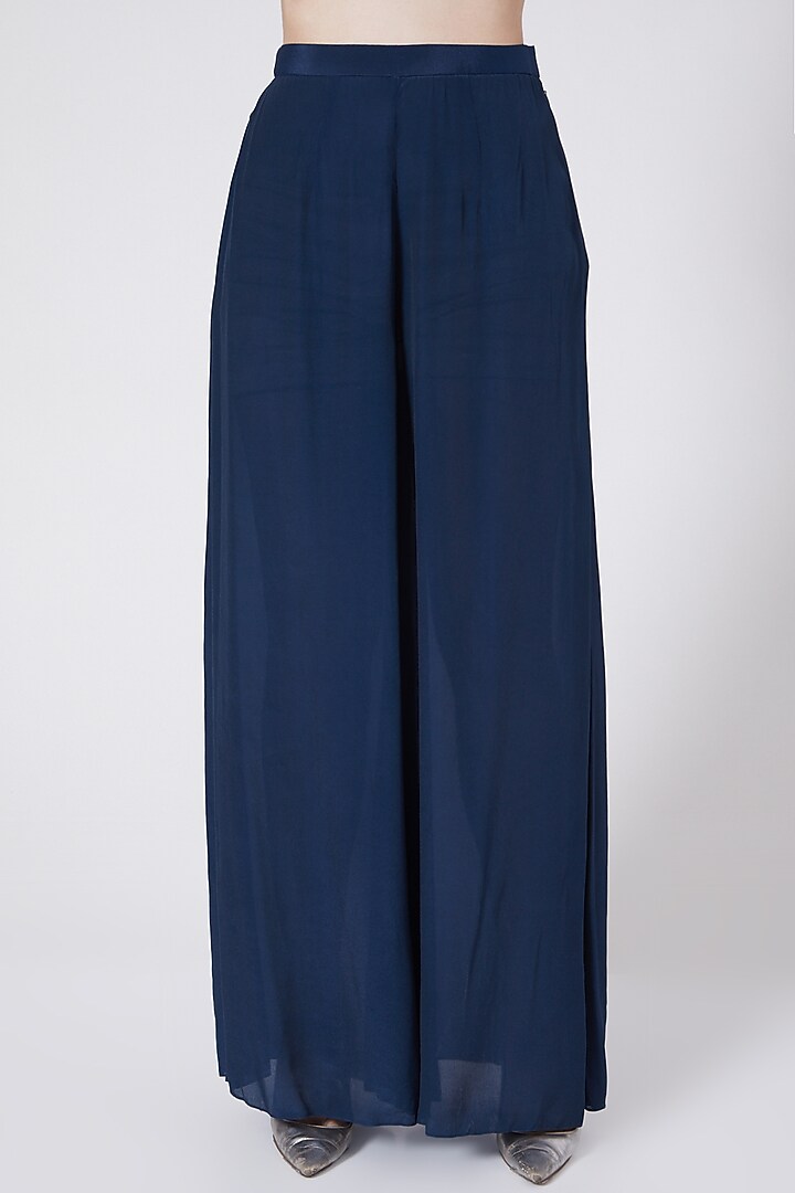 Cobalt Blue Embroidered Wedding Anarkali Set by Vedangi Agarwal at Pernia's Pop Up Shop