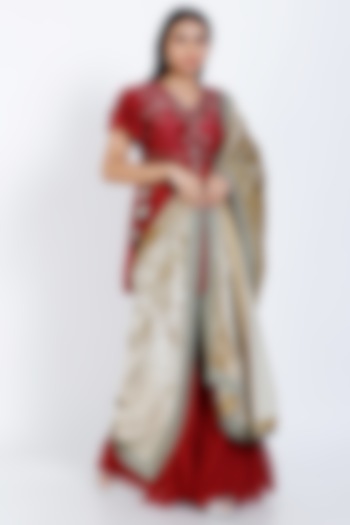 Sage Green Embroidered Shawl by vedangi agarwal at Pernia's Pop Up Shop