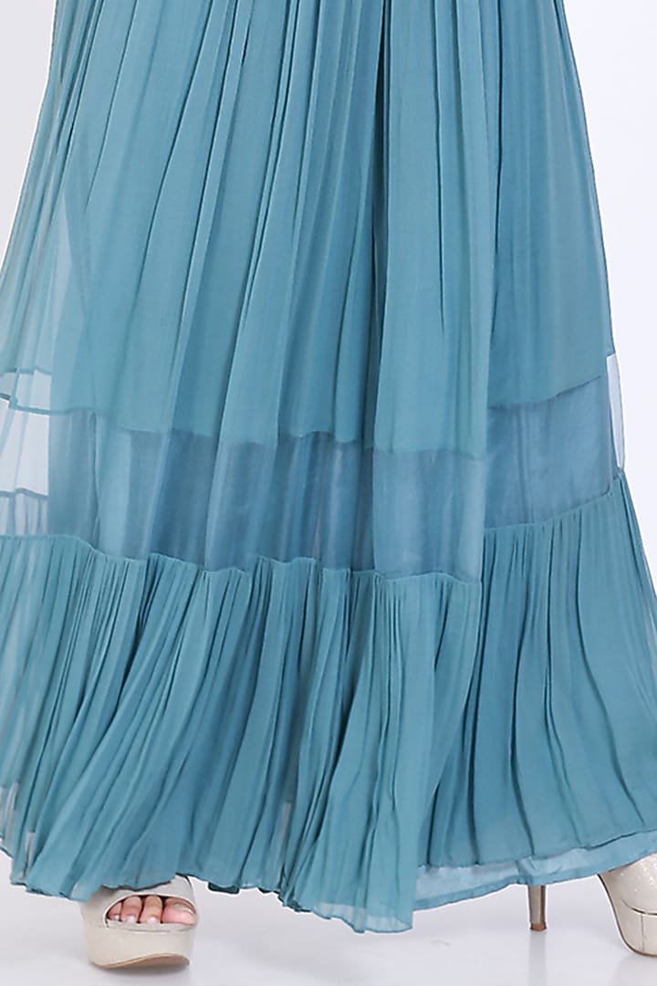 Sky Blue Embroidered Jumpsuit by Vedangi Agarwal at Pernia's Pop Up Shop