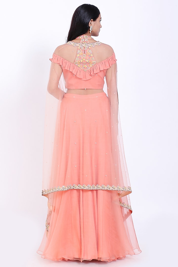Light Orange Asymmetric Jacket Set by Vedangi Agarwal at Pernia's Pop Up Shop