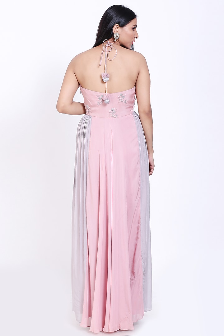 Blush Pink Shaded Embroidered Party Wear Gown by Vedangi Agarwal at Pernia's Pop Up Shop