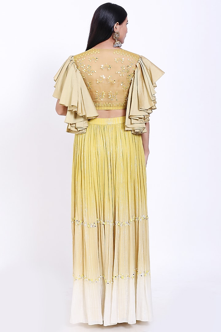 Yellow Embroidered Shaded Wedding Lehenga Set by Vedangi Agarwal at Pernia's Pop Up Shop