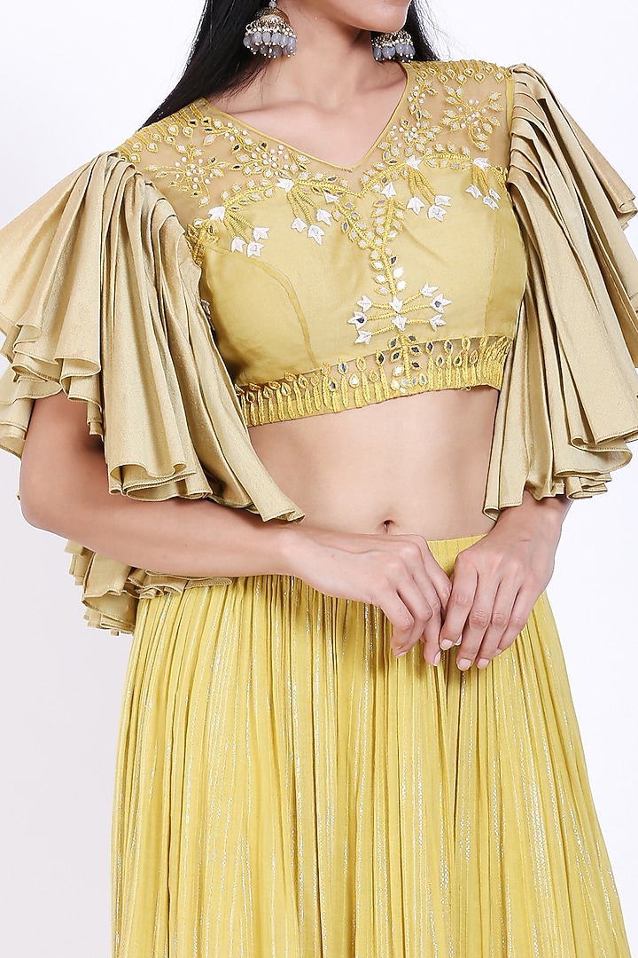 Yellow Embroidered Shaded Wedding Lehenga Set by Vedangi Agarwal at Pernia's Pop Up Shop