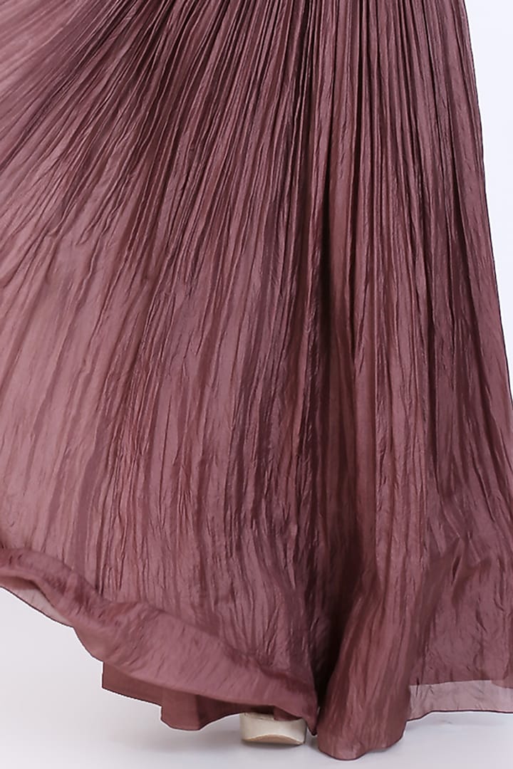 Copper Silk Gathered Skirt Set by Vedangi Agarwal at Pernia's Pop Up Shop