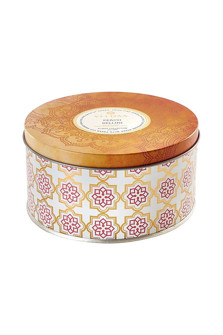 Peach Bellini 3 Wick Tin Scented Candle by VEEDAA