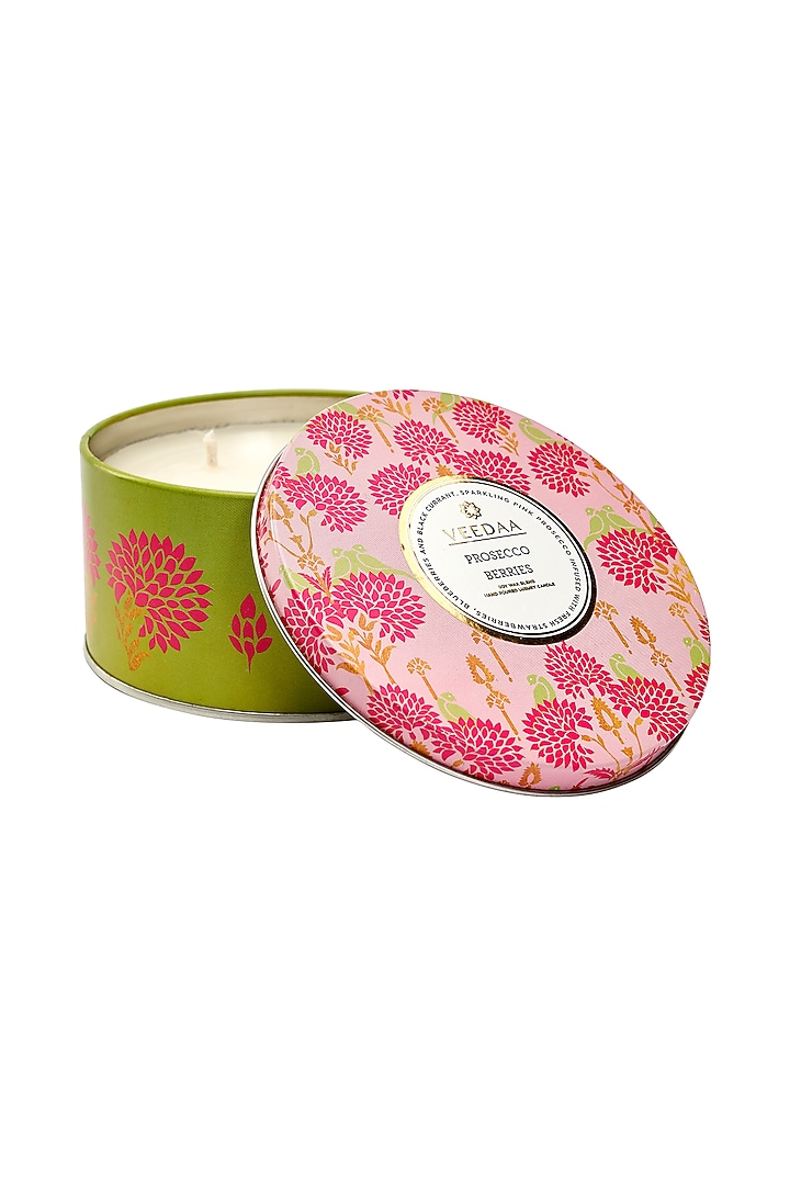 Multi Colored Prosecco Berries 3 Wick Tin Scented Candle by VEEDAA at Pernia's Pop Up Shop