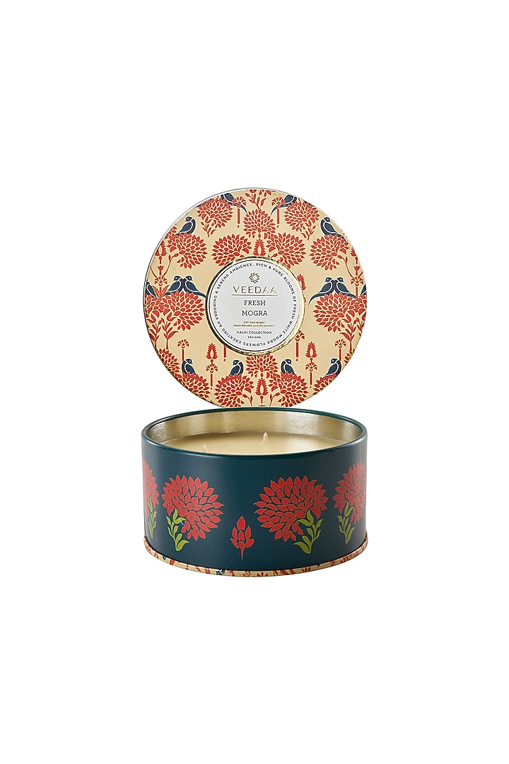 Multi Colored Himalayan Magnolia & Santal 3 Wick Tin Scented Candle by VEEDAA at Pernia's Pop Up Shop
