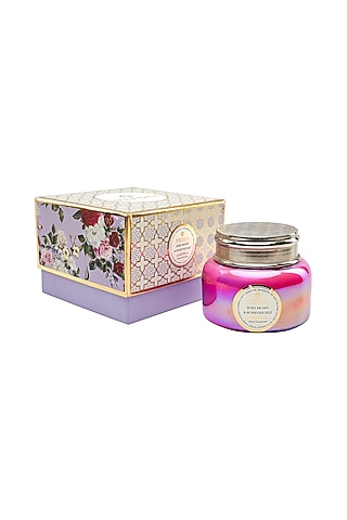 Multi Colored Ruby Peony & Honeysuckle Macaron Glass Scented Candle by VEEDAA
