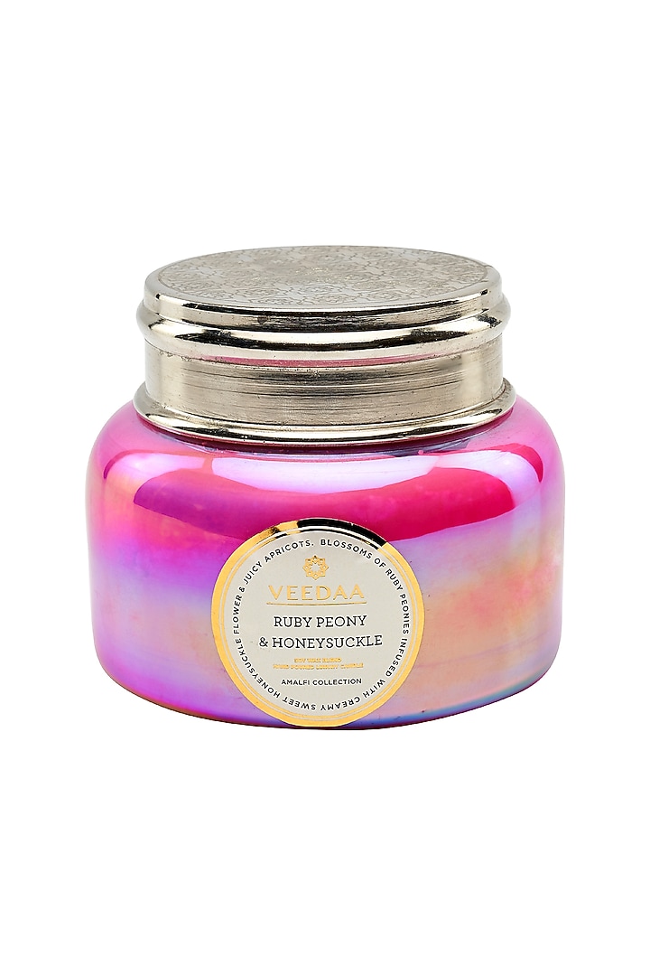 Multi Colored Ruby Peony & Honeysuckle Macaron Glass Scented Candle by VEEDAA at Pernia's Pop Up Shop