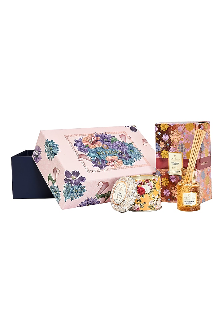 Multi Colored Lily & Black Orchid Candle & Diffuser Set by VEEDAA at Pernia's Pop Up Shop