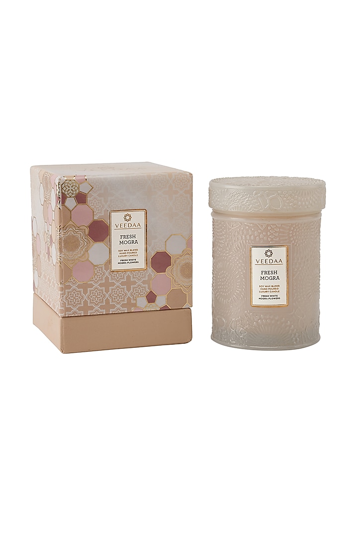 Fresh Mogra Mandala Glass Scented Candle by Veedaa at Pernia's Pop Up Shop
