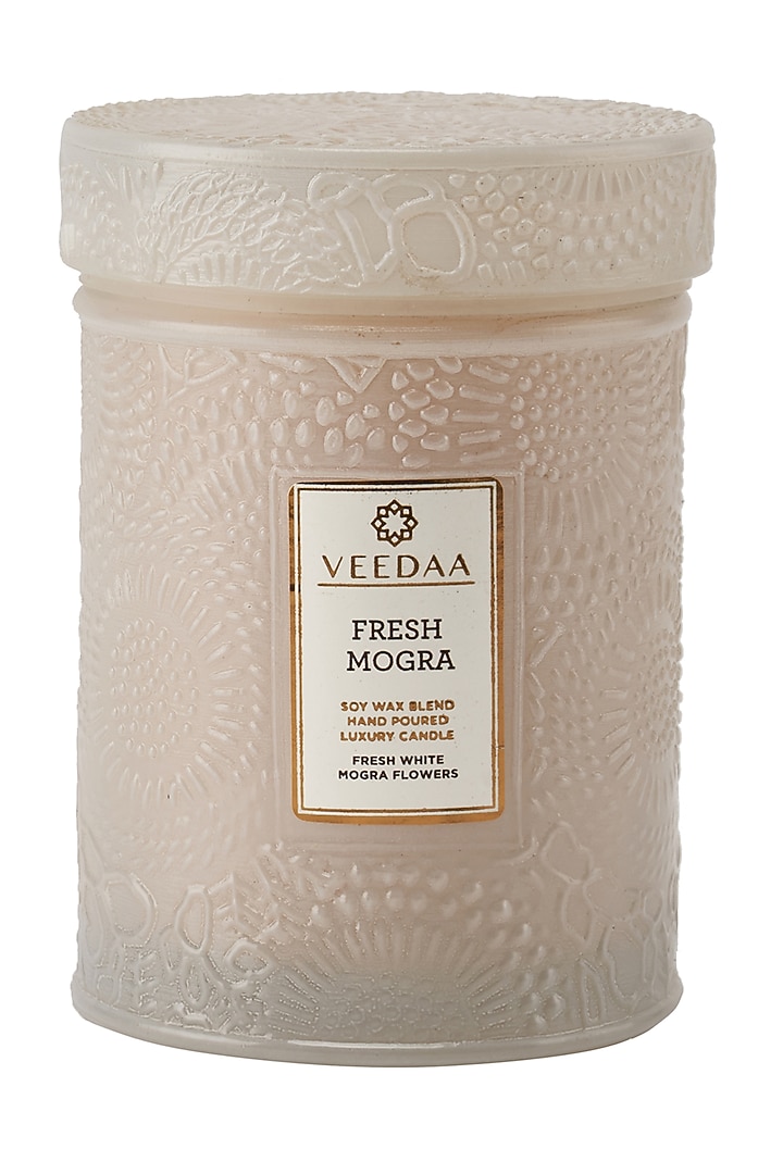 Fresh Mogra Mandala Glass Scented Candle by Veedaa at Pernia's Pop Up Shop