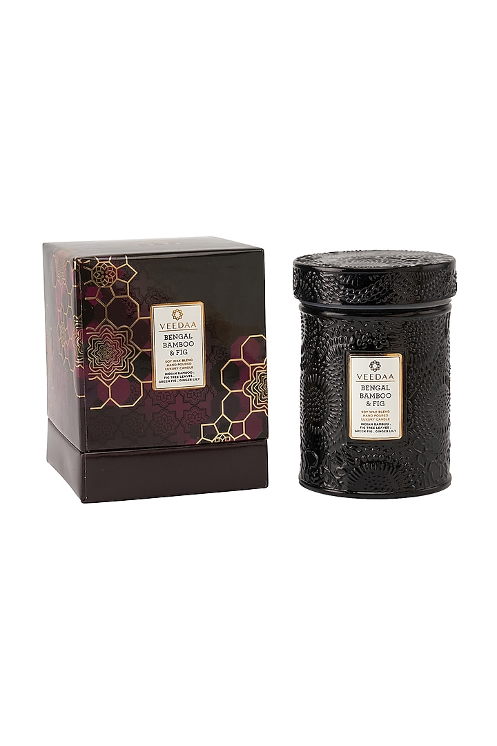 Bamboo & Fig Mandala Glass Scented Candle by Veedaa at Pernia's Pop Up Shop
