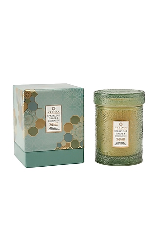 Sparkling Grape & Kishmish Mandala Glass Scented Candle by Veedaa