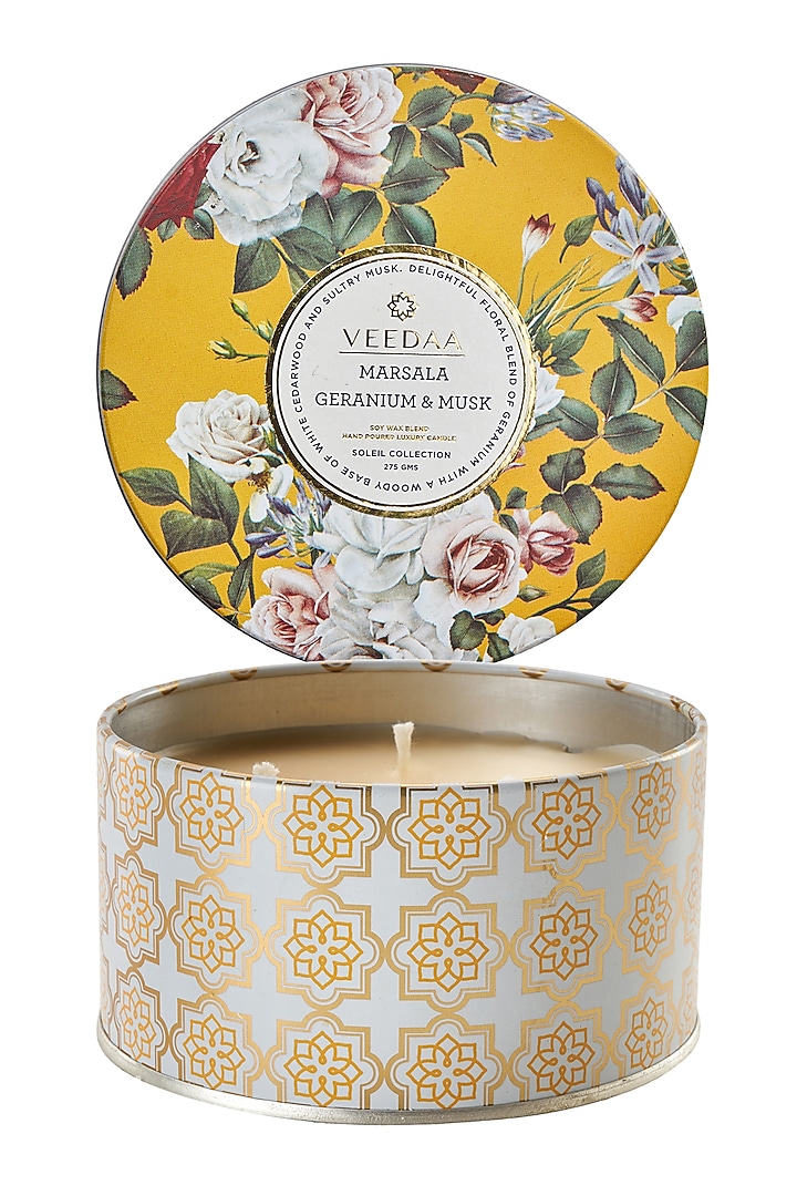 Marsala Geranium & Musk Scented Three Wick Candle by Veedaa at Pernia's Pop Up Shop