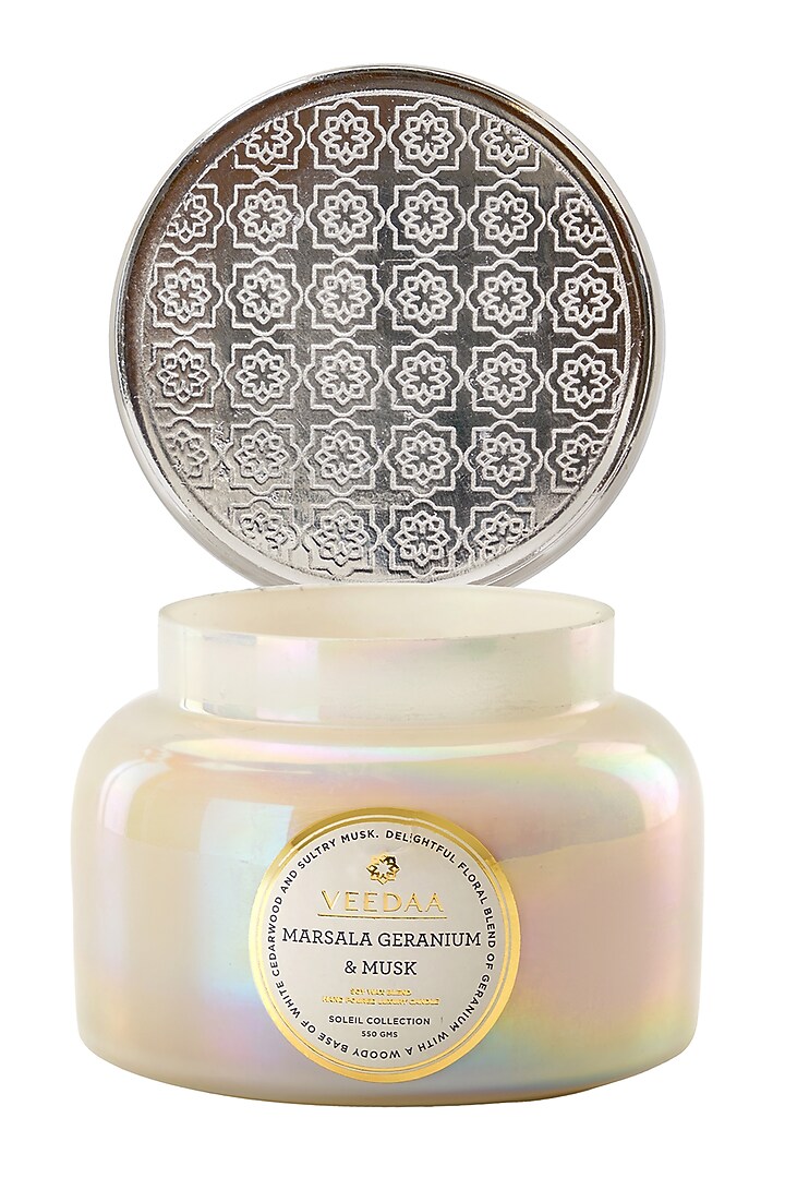 Marsala Geranium & Musk Scented Aroma Candle by Veedaa at Pernia's Pop Up Shop