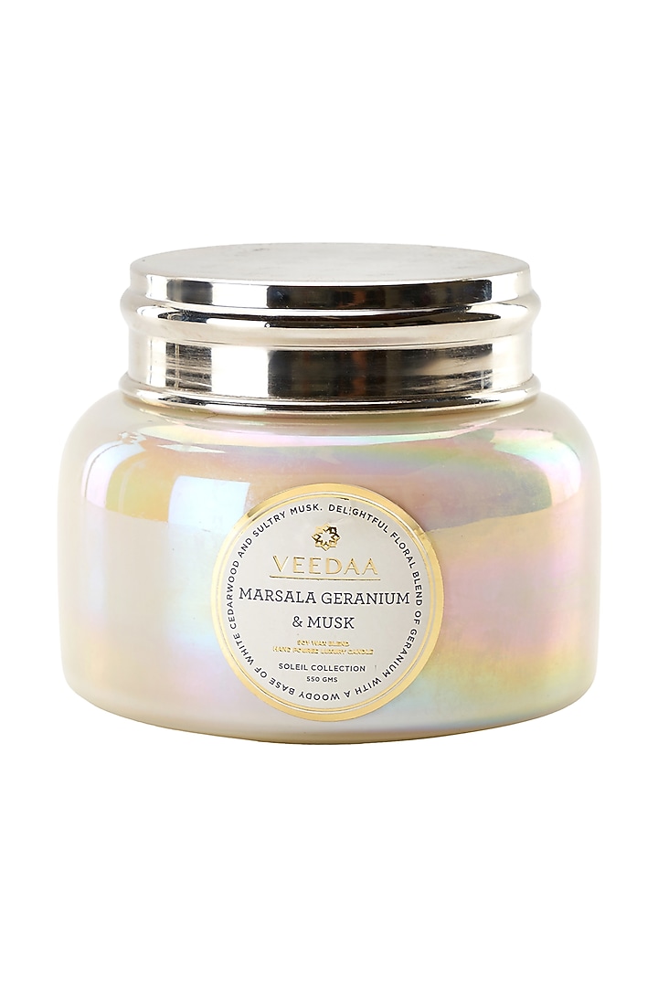 Marsala Geranium & Musk Scented Aroma Candle by Veedaa at Pernia's Pop Up Shop