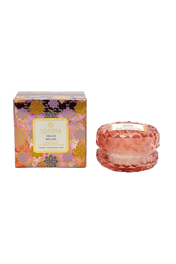 Peach Bellini Scented Crystal Glass Candle by Veedaa