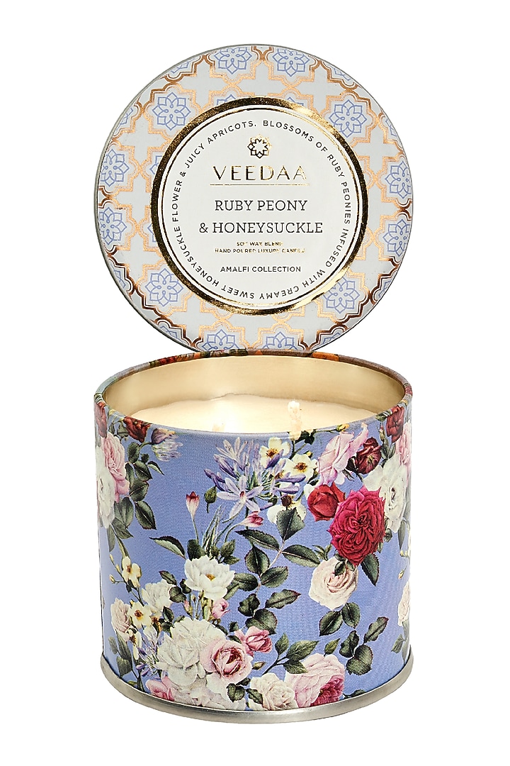 Ruby Peony & Honeysuckle Mason Tin Scented Candle by Veedaa at Pernia's Pop Up Shop