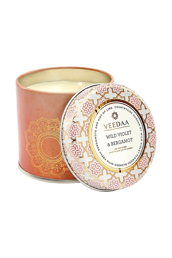 Wild Violet & Bergamot Mason Tin Scented Candle by Veedaa