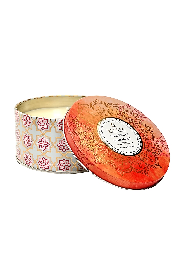 Wild Violet & Bergamot Three Wick Tin Scented Candle by Veedaa at Pernia's Pop Up Shop