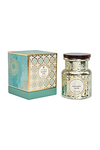 Icy Azure Water & Eucalyptus Glass Scented Candle by Veedaa