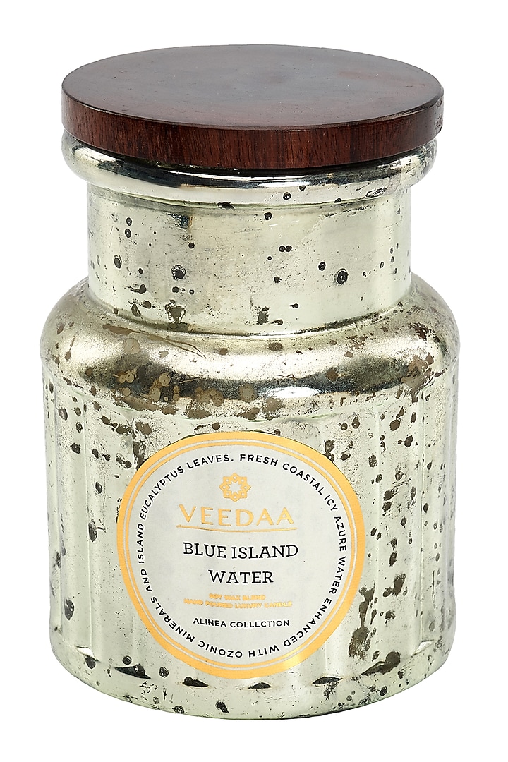 Icy Azure Water & Eucalyptus Glass Scented Candle by Veedaa at Pernia's Pop Up Shop