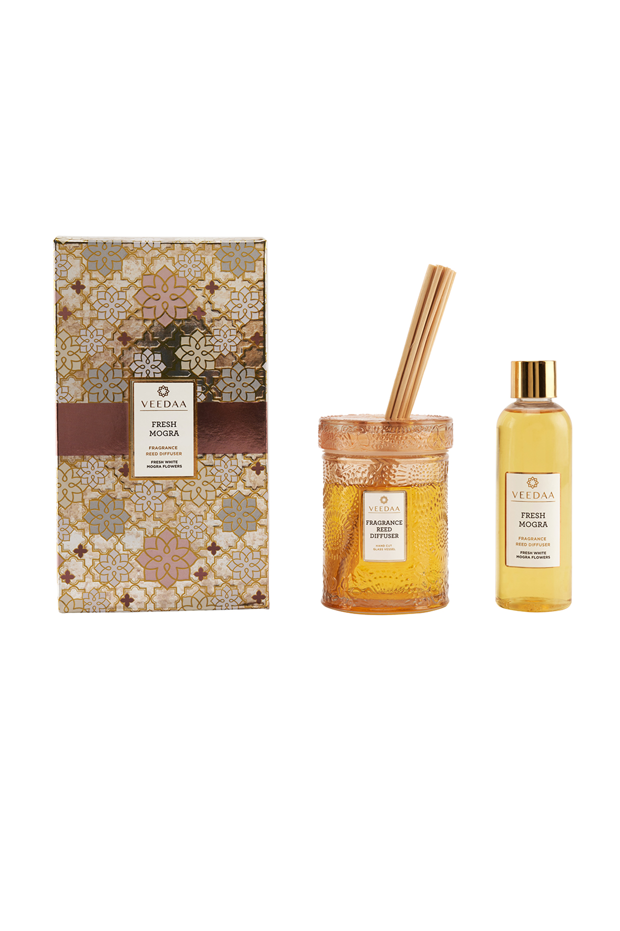 Fresh Mogra Reed Diffuser Set by Veedaa