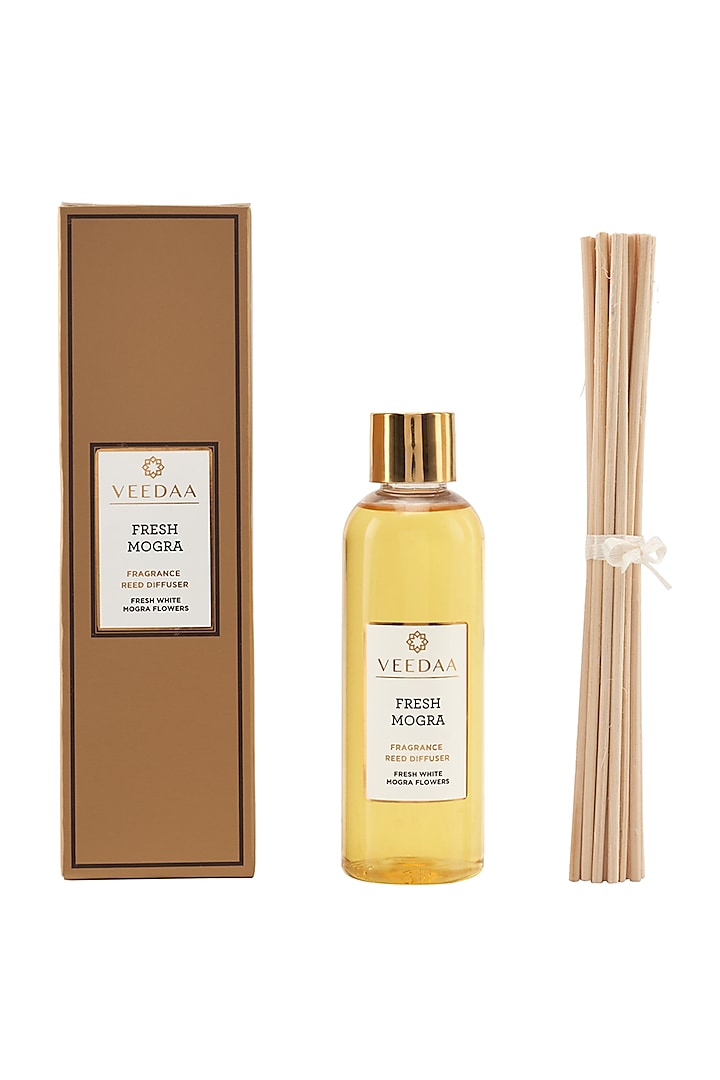 Fresh Mogra Diffuser Oil Refill & Reeds Set by Veedaa