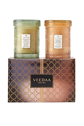 Orange Bourbon & Grape Scented Candle Gift Set (Set of 2) by VEEDAA