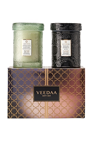 Indian Bamboo & Indian Rosewood Scented Candle Gift Set (Set of 2) by VEEDAA