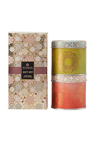 Indian Bamboo & Cedarwood Scented Candle Gift Set (Set of 2) by VEEDAA
