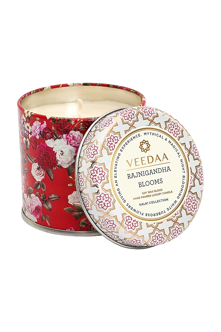 Rajnigandha Blooms Mason Tin Scented Candle by VEEDAA at Pernia's Pop Up Shop
