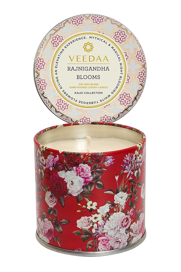 Rajnigandha Blooms Mason Tin Scented Candle by VEEDAA at Pernia's Pop Up Shop