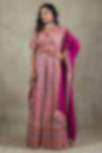 Magenta Crepe Sequins Embellished Wedding Lehenga Set by Vedant G at Pernia's Pop Up Shop