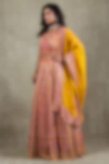 Mustard Crepe Sequins Embellished Wedding Lehenga Set by Vedant G at Pernia's Pop Up Shop