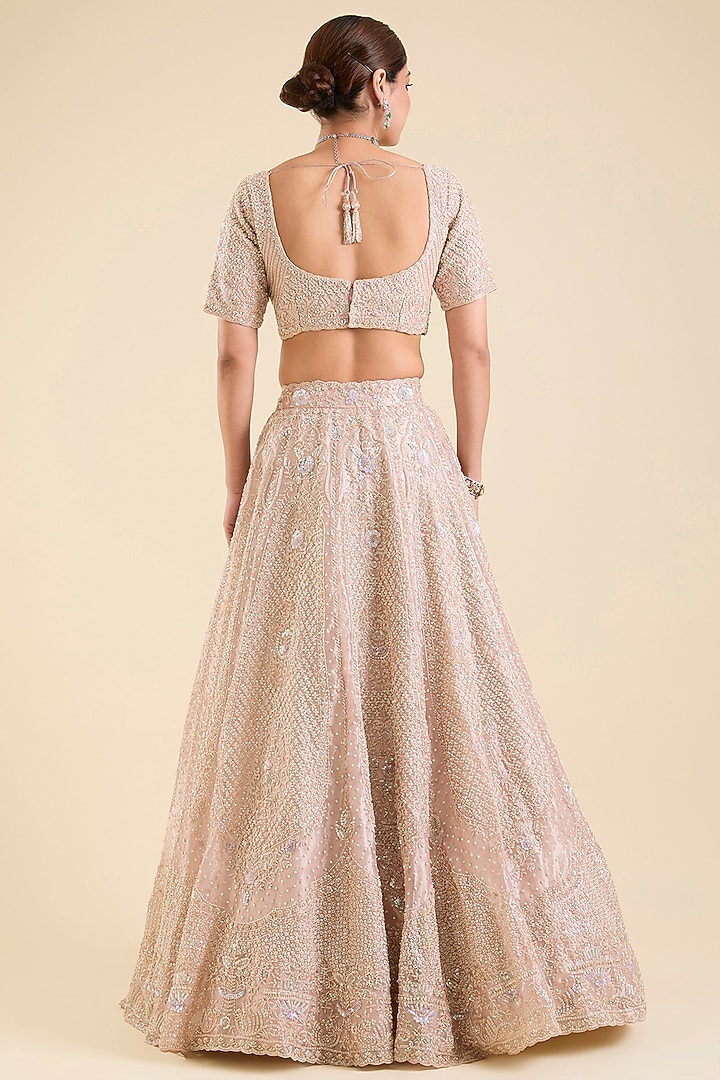 Lavender Tissue Sequins Embroidered Bridal Lehenga Set by Vedant G at Pernia's Pop Up Shop