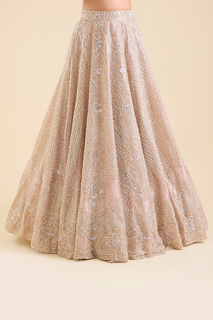 Lavender Tissue Sequins Embroidered Bridal Lehenga Set by Vedant G at Pernia's Pop Up Shop