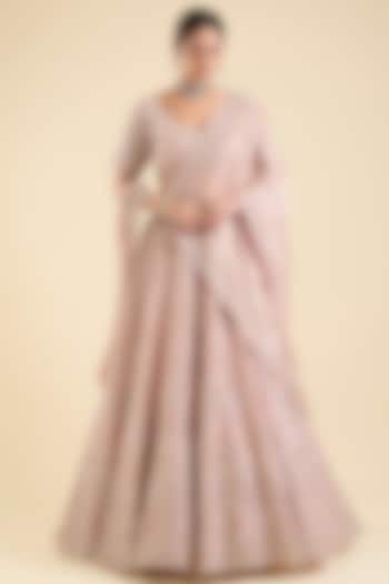Lavender Tissue Sequins Embroidered Bridal Lehenga Set by Vedant G at Pernia's Pop Up Shop
