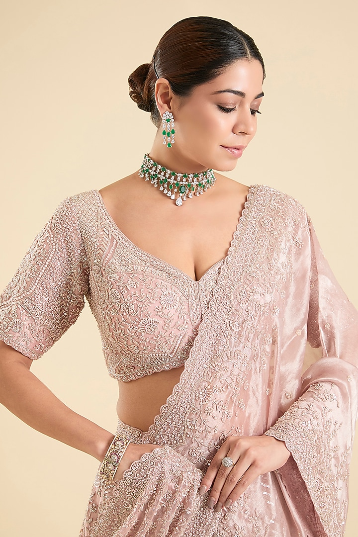Lavender Tissue Sequins Embroidered Bridal Lehenga Set by Vedant G at Pernia's Pop Up Shop