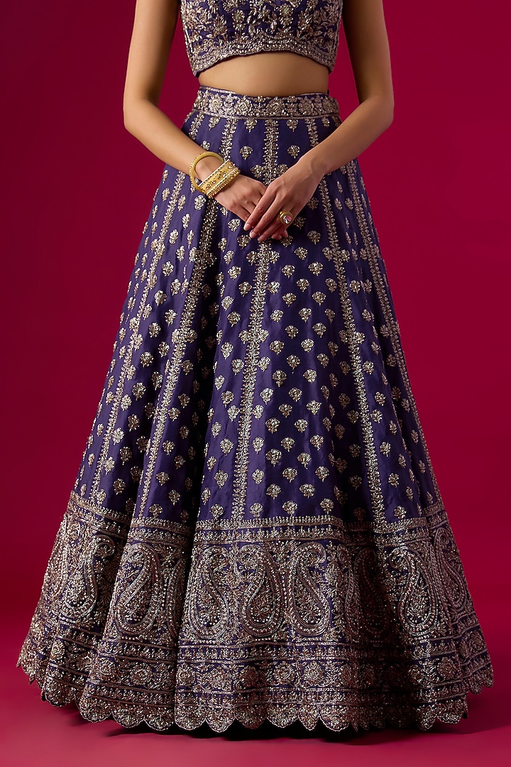 Purple Organza Oxidised Zardosi Embroidered Bridal Lehenga Set by Vedant G at Pernia's Pop Up Shop