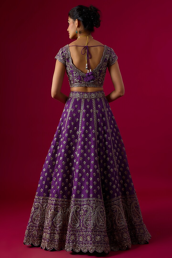 Violet Organza Oxidised Zardosi Embroidered Bridal Lehenga Set by Vedant G at Pernia's Pop Up Shop