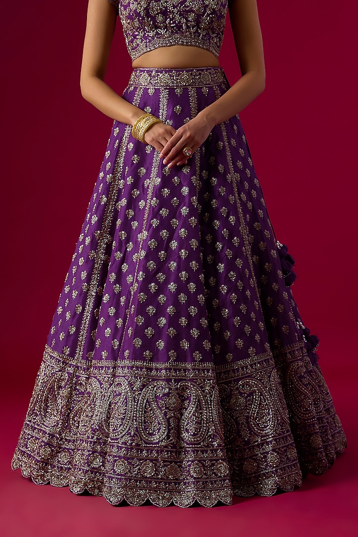 Violet Organza Oxidised Zardosi Embroidered Bridal Lehenga Set by Vedant G at Pernia's Pop Up Shop